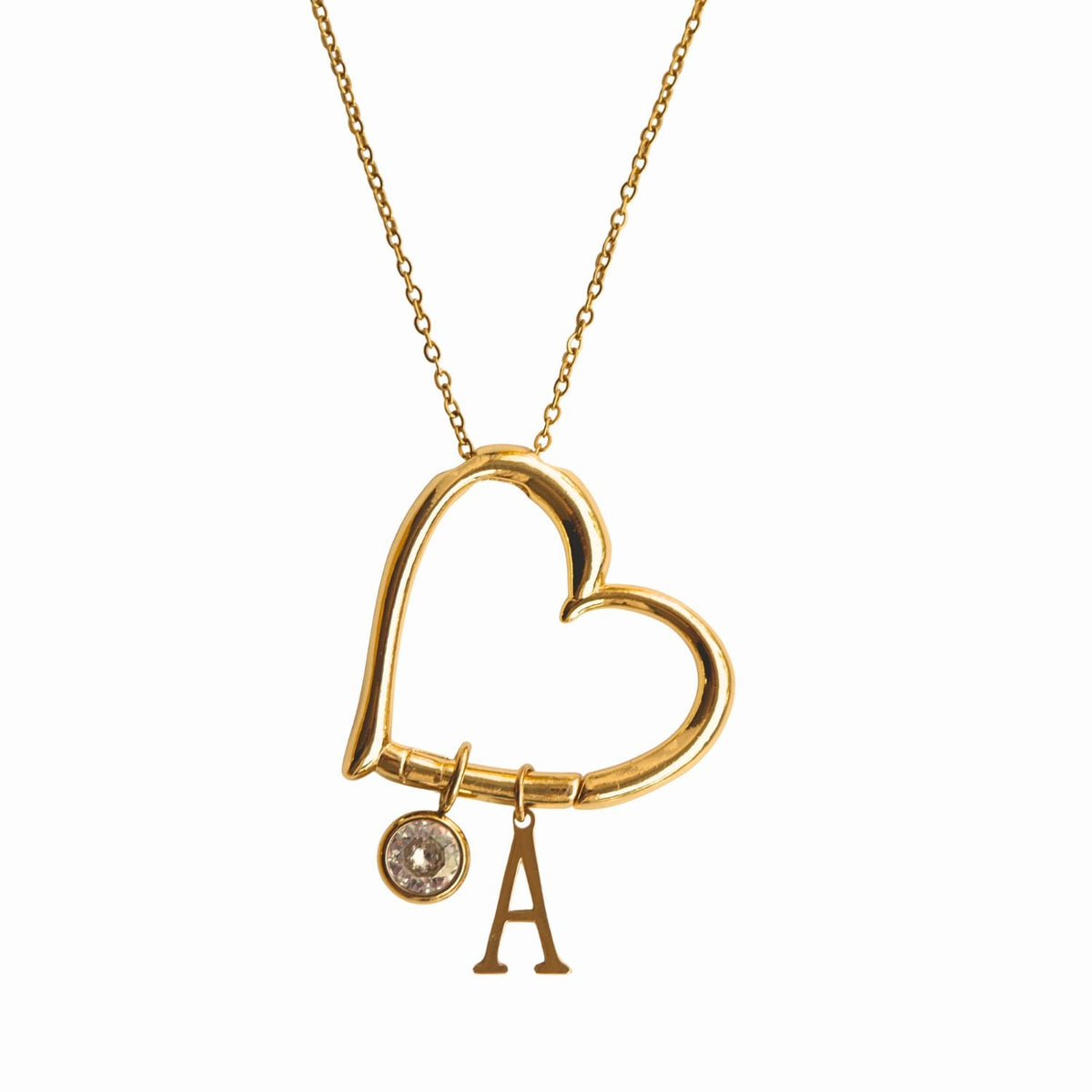 Hartketting met initialen & Echte Roos - Gepersonaliseerde